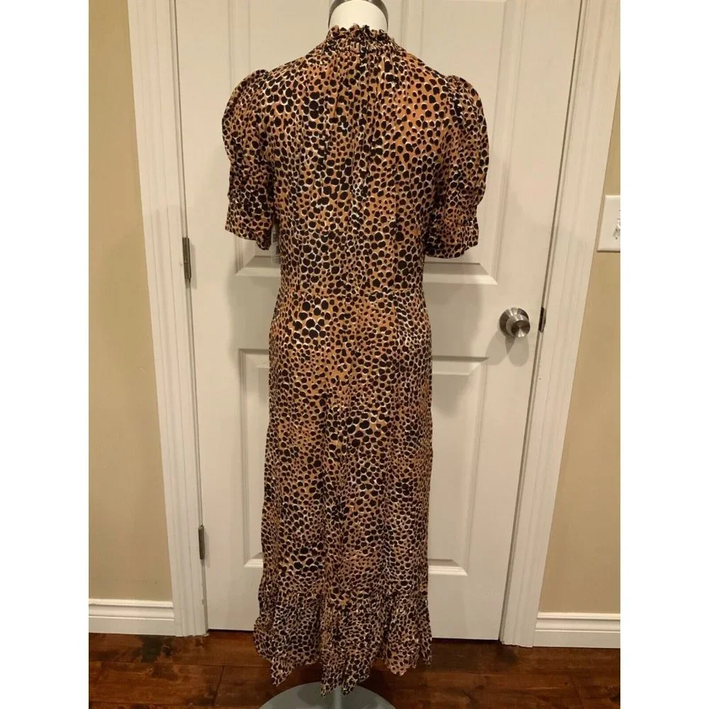 Sea New York Brown & Black Leopard Print Short Sleeve Maxi Dress, Sz 6 - Picture 6 of 8